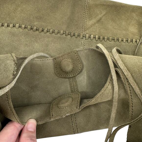 HOBO Green Suede Leather Nomad Hobo Large Square Slouchy Shoulder Bag - Picture 7 of 11